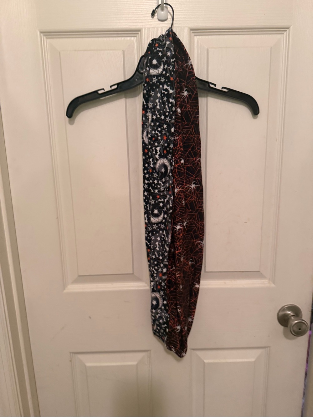 Women's Halloween Print Infinity Scarf in Black & Orange